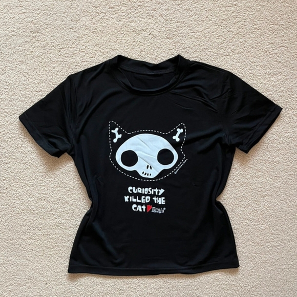 Tops - black and white skull print graphic t shirt top